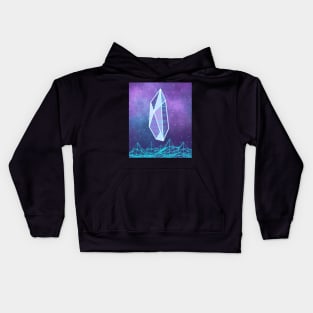 Neon Synthwave Crystal Wireframe Vaporwave Geometric Gem Kids Hoodie